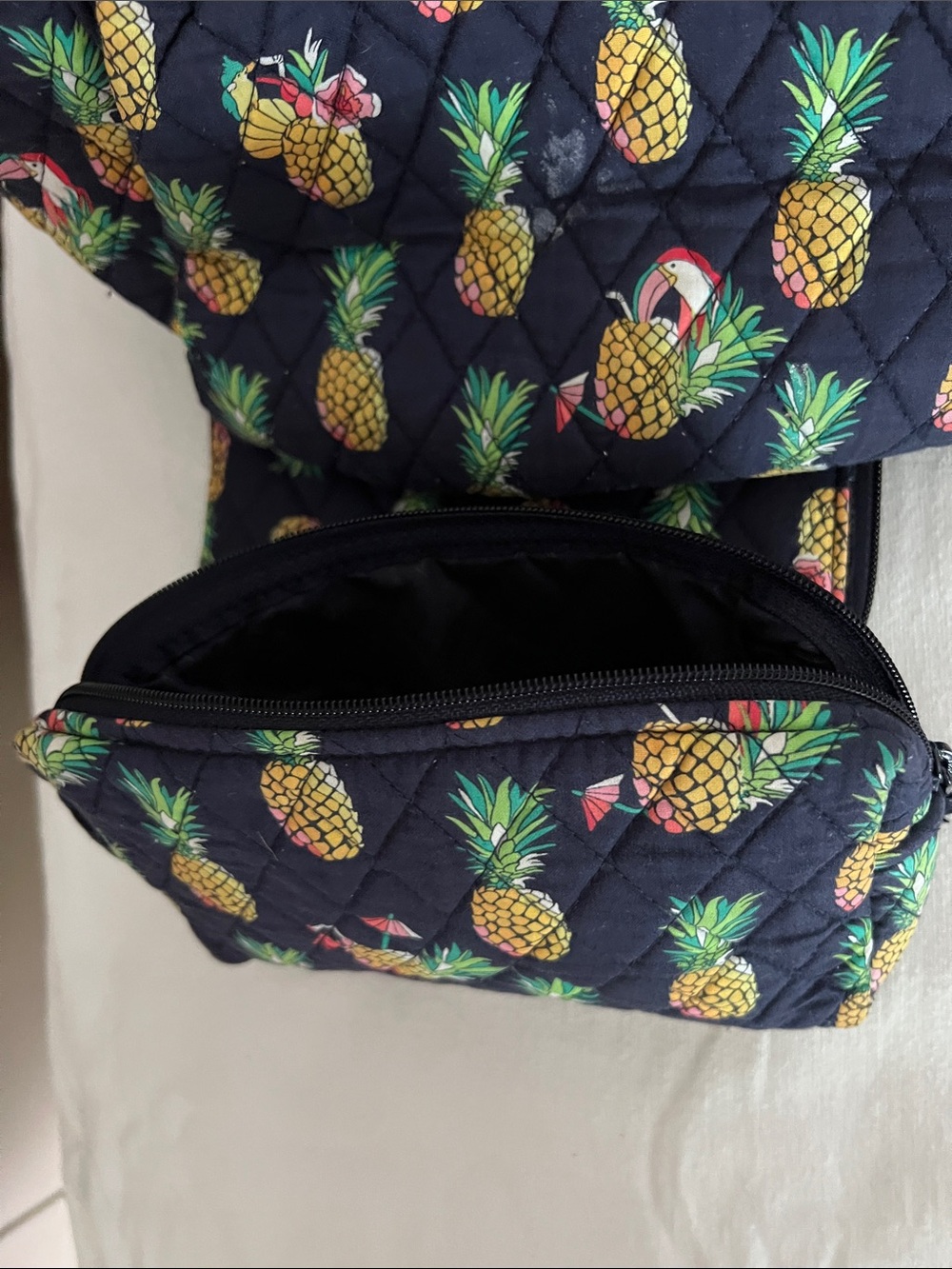 Vera Bradley Black Quilted Tote Set with Yellow Pineapple Print - Picture 5 of 5